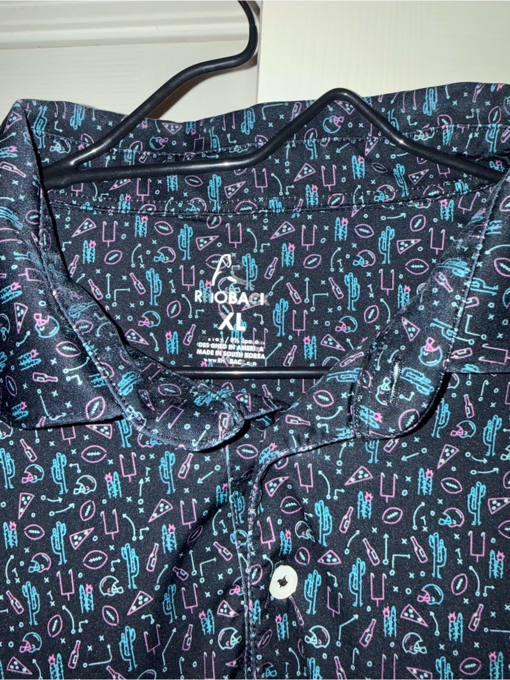 Rhoback black Patterned Performance Polo - Picture 2 of 3